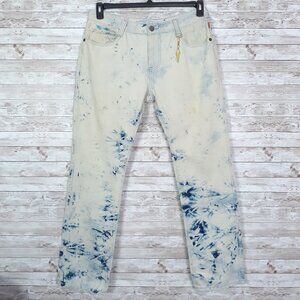 Robin's Jean Mens Jeans 34 Waist Long Flap Studded Pockets Gold Keychain 29